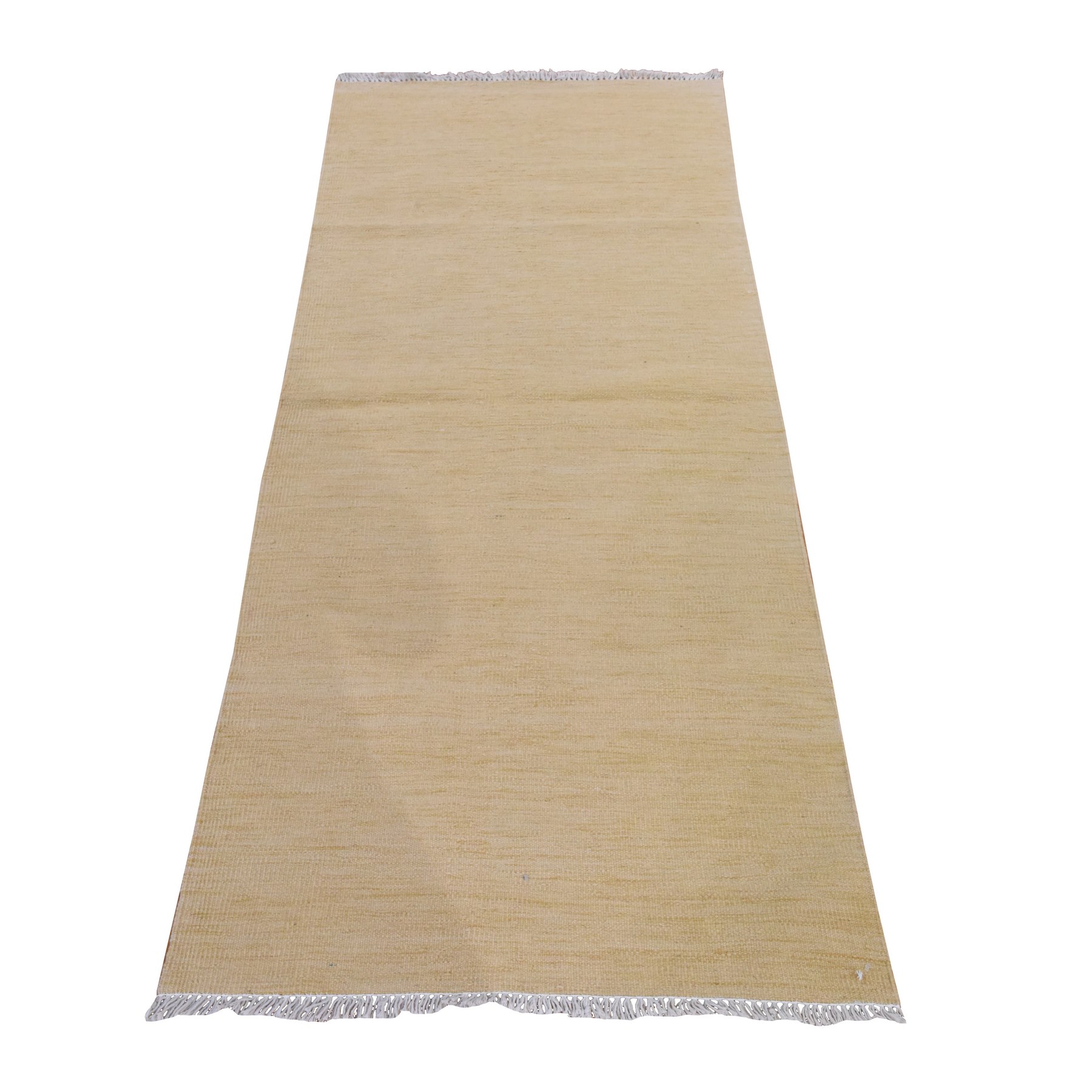 Khaki Brown, Plain Solid Design, Afghan Kilim, Hand Woven, Flat Weave, 100% Wool, Reversible, Runner, Oriental Rug